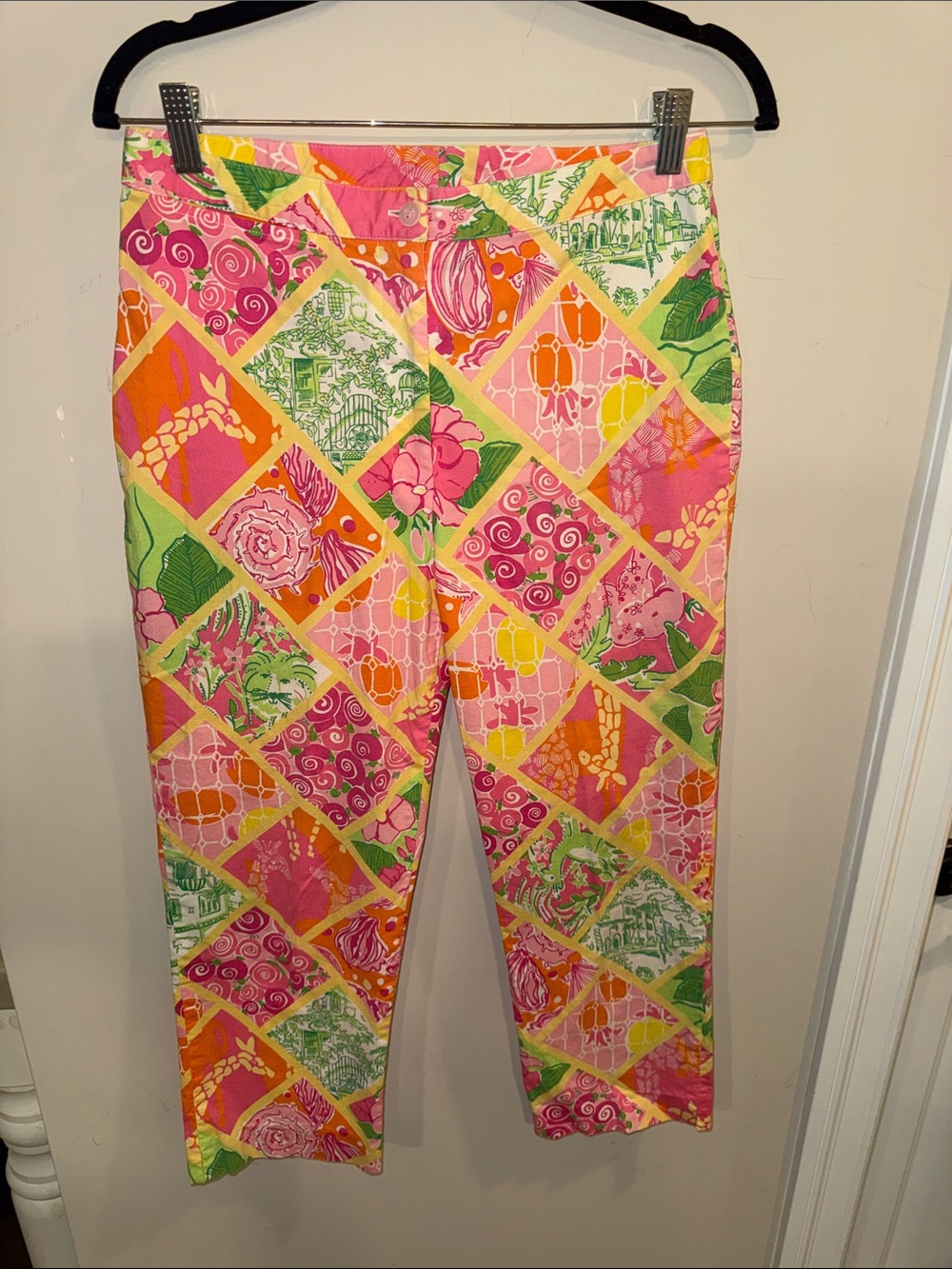 Lilly Pulitzer Multicolor Patchwork Print Cropped Pants